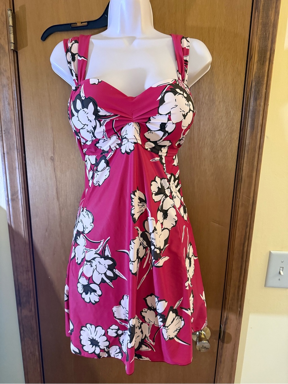 Floral Pink One-Piece Swim Dress - Picture 4 of 10